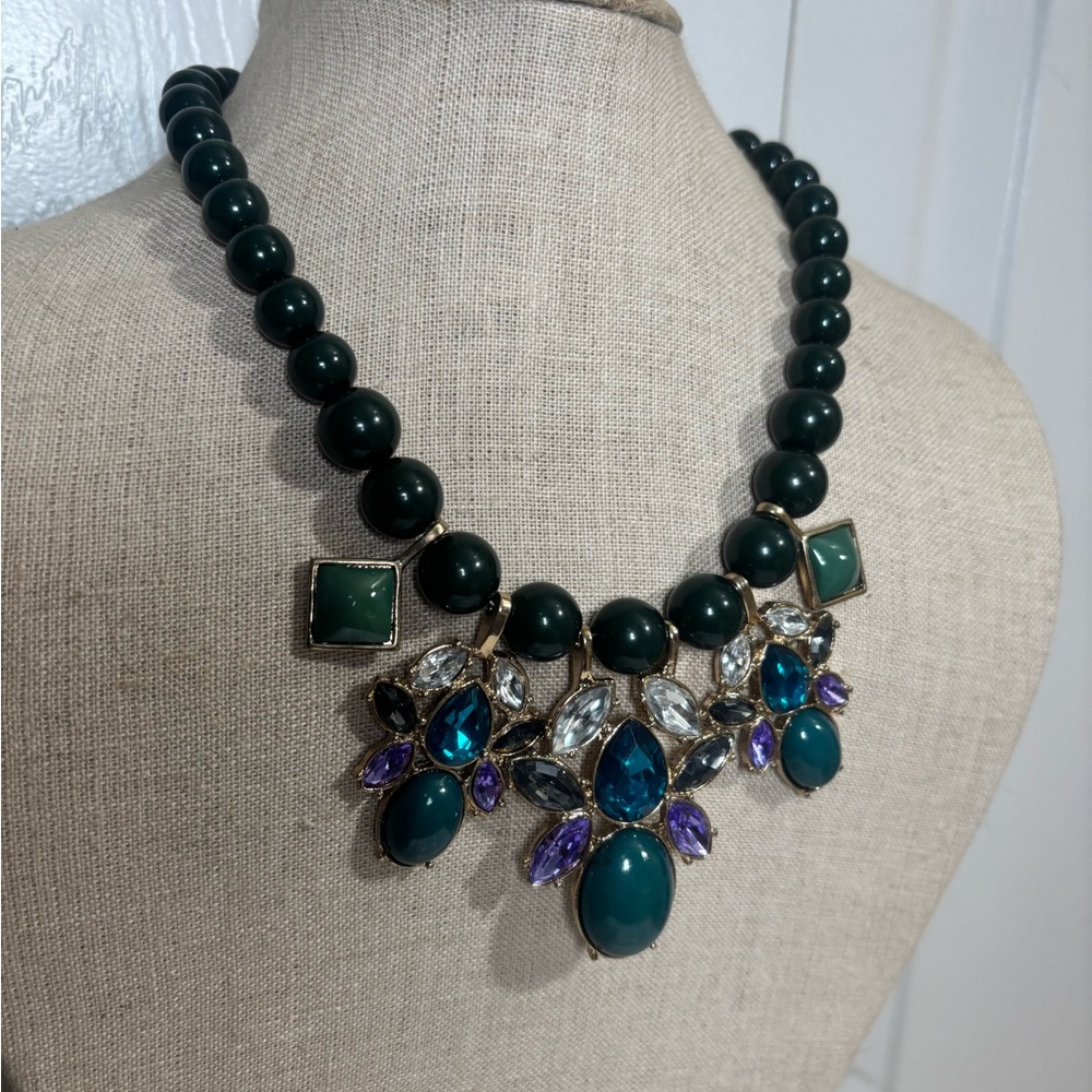 Green And Purple Statement Necklace - image 3